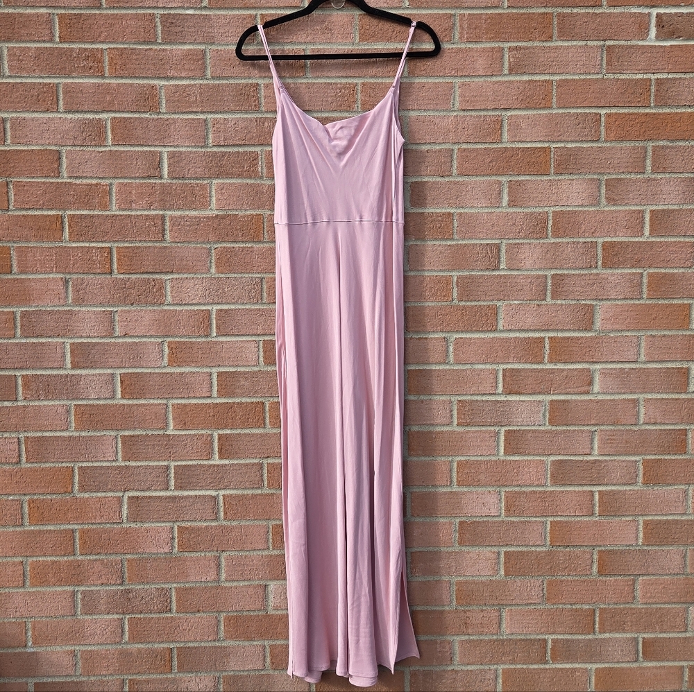 Anthropologie Elyse Satin Slip Midi Dress Rose Pink - Picture 3 of 7